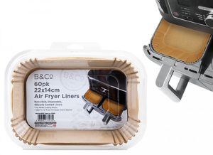 B&CO RECTANGLE AIR FRYER LINERS PACK OF 60 22X14CM