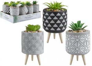 ASSORTED ARTIFICIAL SUCCULENT FLOWER POT WITH 3 LEGS