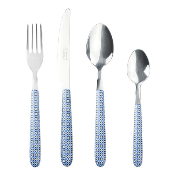 GREENWORKS BLUE STRIPES 24 PIECE STAINLESS STEEL CUTLERY SET