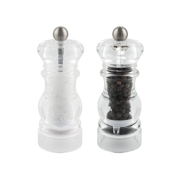 G-MILL CLEAR ACRYLLIC SALT & PEPPER MILL GRINDER SET 11CM