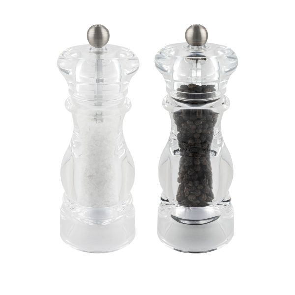 G-MILL CLEAR ACRYLLIC SALT & PEPPER MILL GRINDER SET 17CM