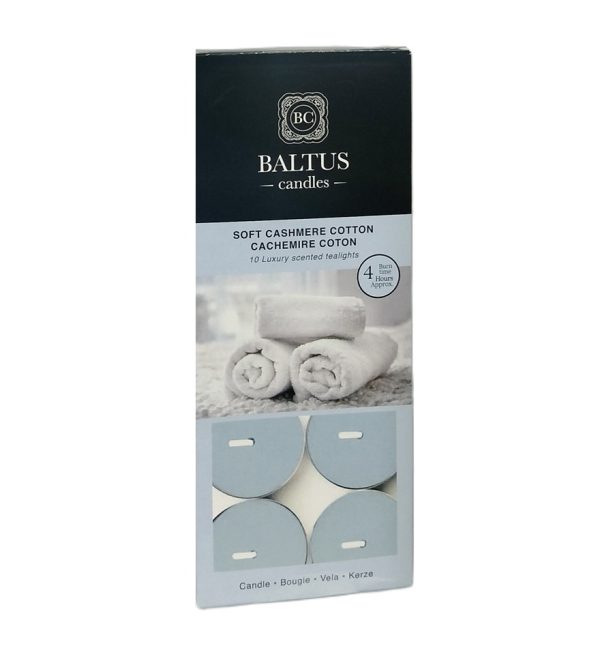 BALTUS SOFT CAHMERE COTTON TEALIGHT CANDLES 4HRS PACK OF 10