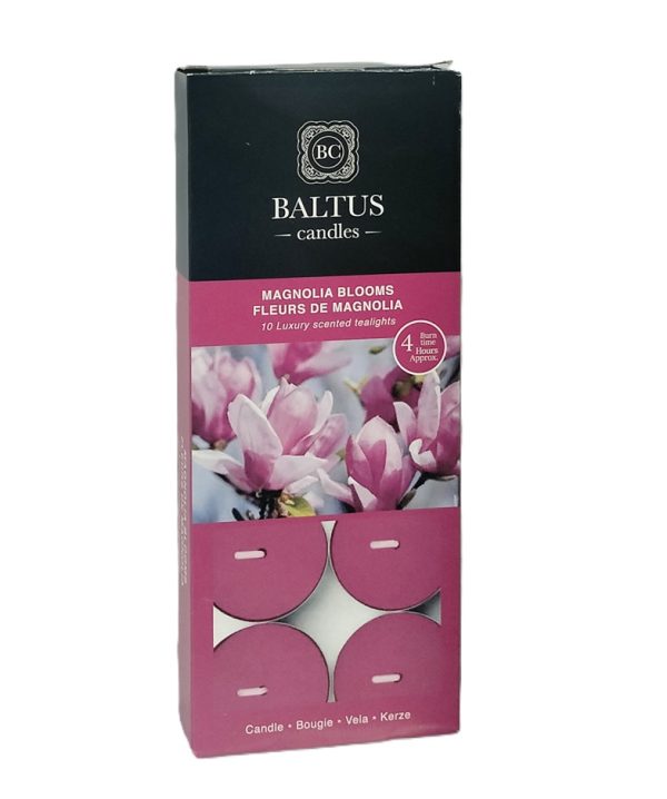 BALTUS MAGNOLIA BLOOMS TEALIGHT CANDLES 4HRS PACK OF 10