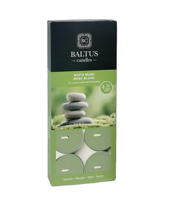 BALTUS WHITE MUSK TEALIGHT CANDLES 4HRS PACK OF 10