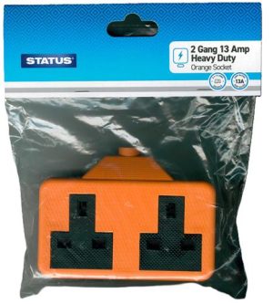 STATUS 2 GANG 13A HEAVY DUTY ORANGE SOCKET