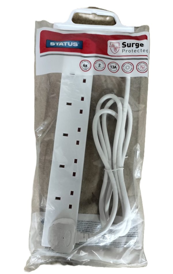 STATUS SURGE PROTECTED 13AMP 6 WAY EXTENSION LEAD 2 MTR