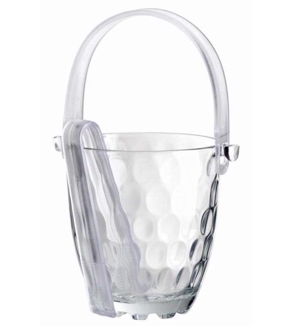 SOZALI GLASS ICE BUCKET WITH PLASTIC TONGS AND HANDLE