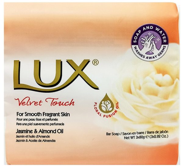 LUX VELVET TOUCH JASMINE & ALMOND OIL SOAP 80GM PACK OF 3