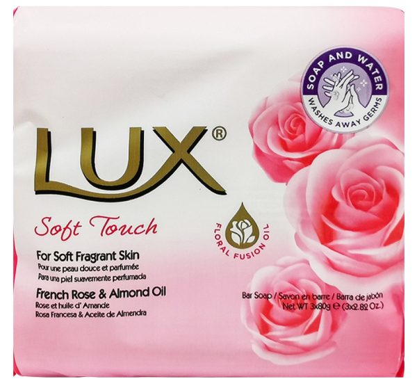 LUX SOFT TOUCH FRENCH ROSE & ALMOND SOAP 80GM PACK OF 3