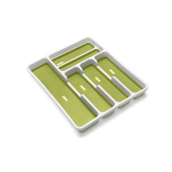 ADDIS WHITE & GREEN ANTI-SLIP KITCHEN CUTLERY DRAWER ORGANISER