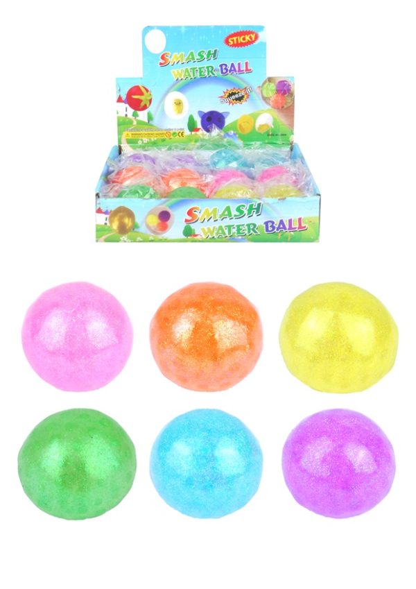 ASSORTED COLOUR SQUEEZE GLITTER BALL STRESS RELIEF 5CM