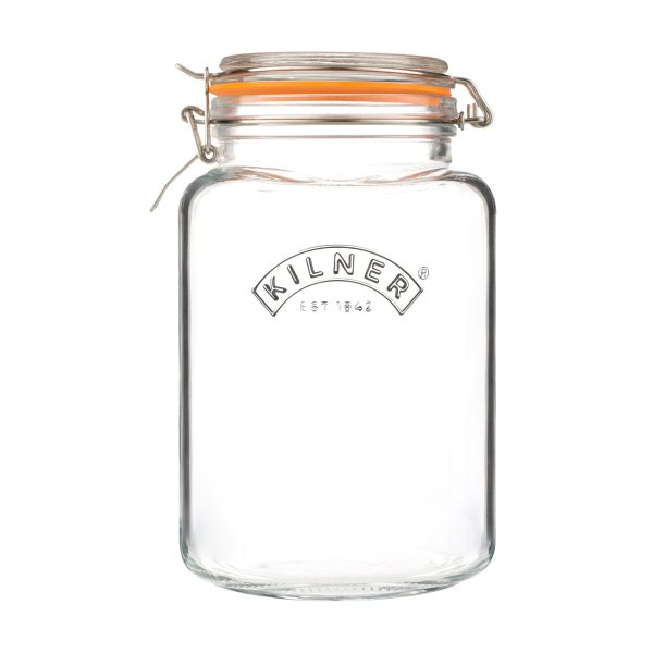 KILNER TRANSPARENT SQUARE CLIP TOP JAR 3 LITRE