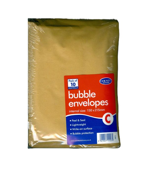 COUNTY GOLD BUBBLE ENVELOPES C 150MM X 215MM PACK OF 10