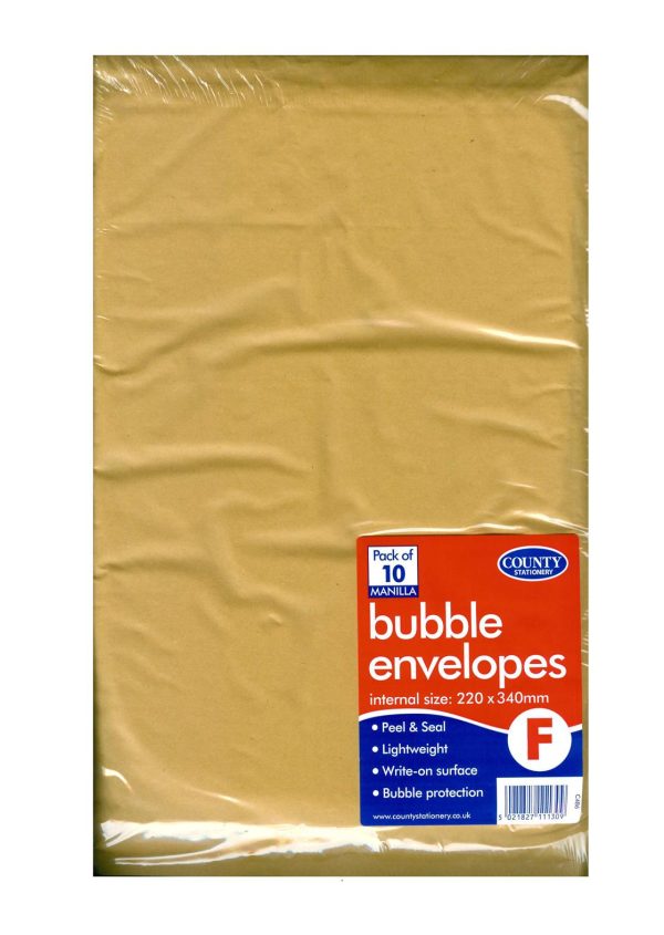 COUNTY GOLD BUBBLE ENVELOPES F 220MM X 340MM PACK OF 10