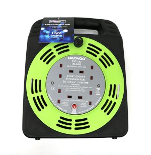 DAEWOO 4 GANG HANDBAG REEL EXTENSION LEAD 13AMP 15MTR
