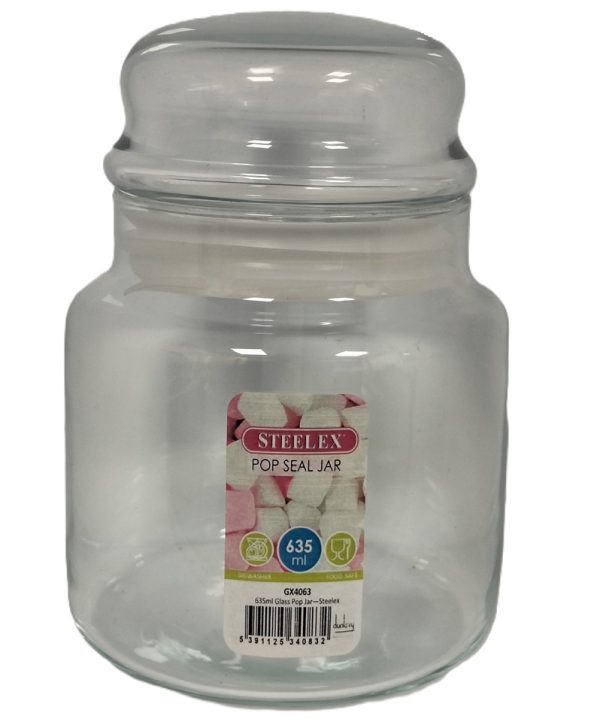 STEELEX POP SEALER STORAGE GLASS JAR 635ML