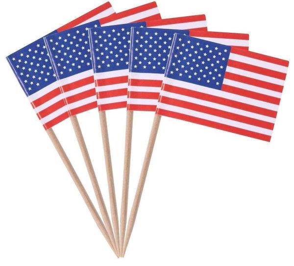 50 USA AMERICA FLAG TOOTHPICK COCKTAIL STICKS