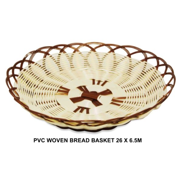 ROUND PVC WOOVEN WICKER BREAD BASKET 26X6.5CM