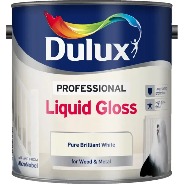 DULUX PROFESSIONAL NON DRIP GLOSS PAINT 2.5L - PURE BRILLIANT WHITE