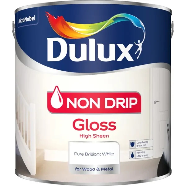 DULUX NON DRIP GLOSS 2.5L - PURE BRILLIANT WHITE