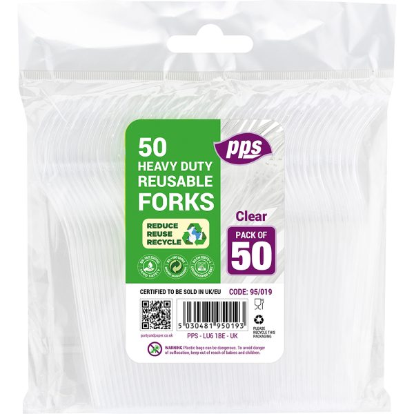 PPS HEAVY DUTY CLEAR PLASTIC FORKS PACK OF 50