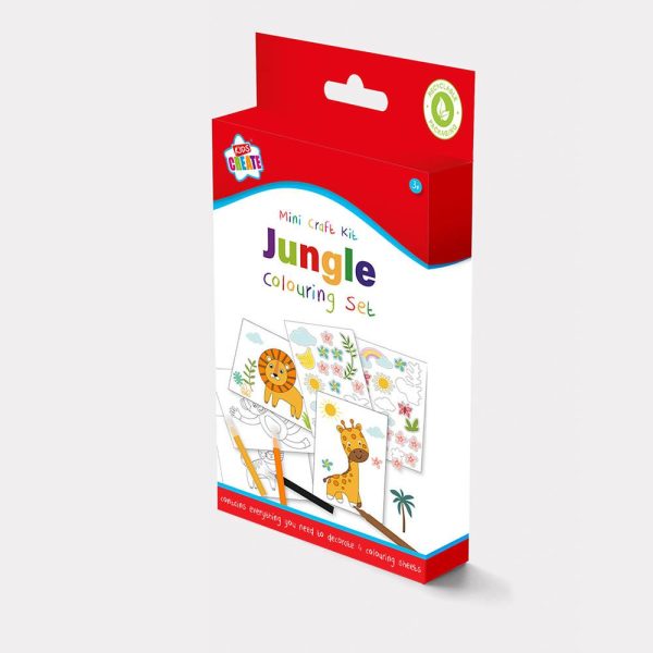 KIDS CREATE JUNGLE DESIGN MINI COLOURING CRAFT SET