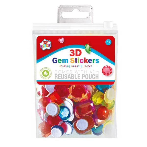 KIDS CREATE ASSORTED COLOURS AND SHAPES 3D GEM STICKERS