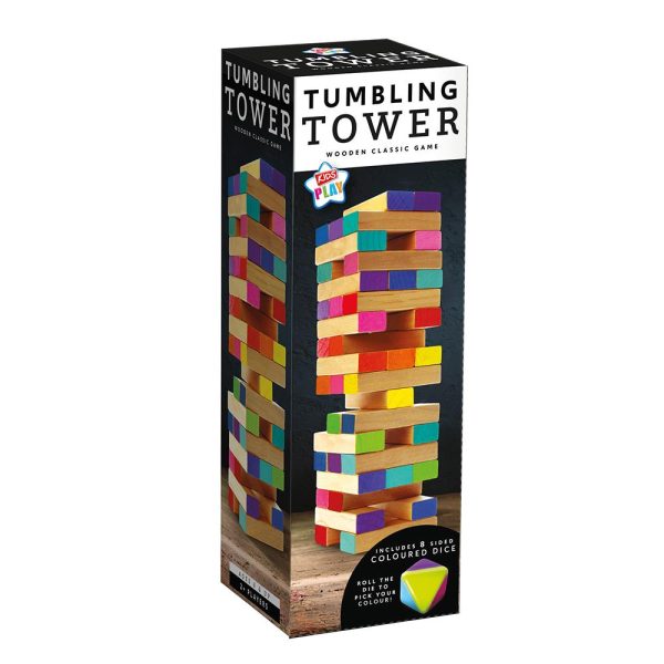 KIDS PLAY CLASSIC COLOURED WOODEN TUMBLING TOWER GAME