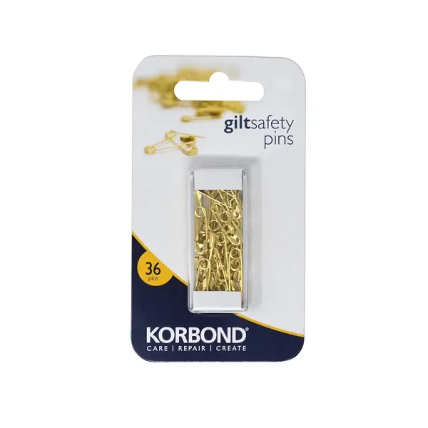 KORBOND GILT SAFETY PINS PACK OF 36