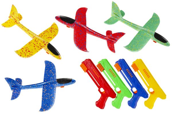 ASSORTED FOAM AEROPLANE GLIDER WITH SHOOTER GUN