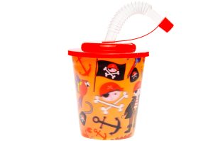 PIRATE THEME 3D CUPS WITH STRAW AND LID PACK OF 12