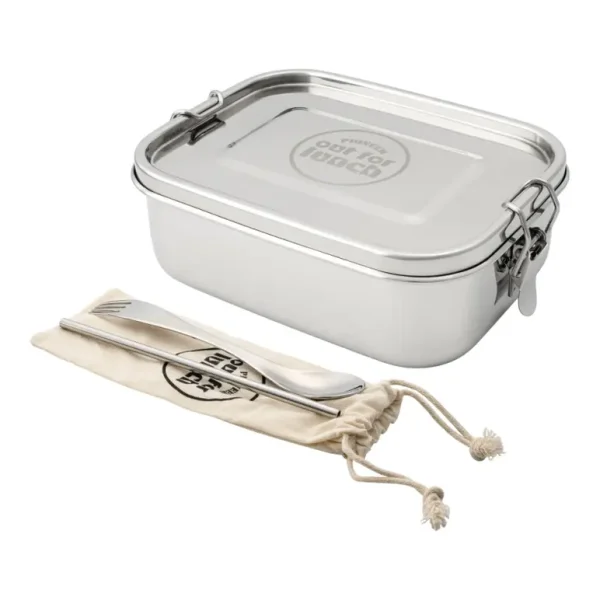 GRUNWERG OUT FOR LUNCH LEAKPROOF S/S LUNCH BOX WITH SPORK STRAW AND BAG MIRROR 800ML