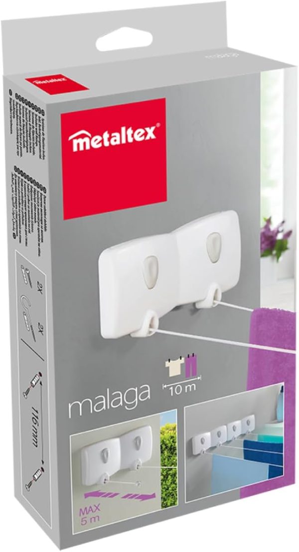 METALTEX MALAGA WALL MOUNTED REEL CLOTH WASHING LINE 5MTR