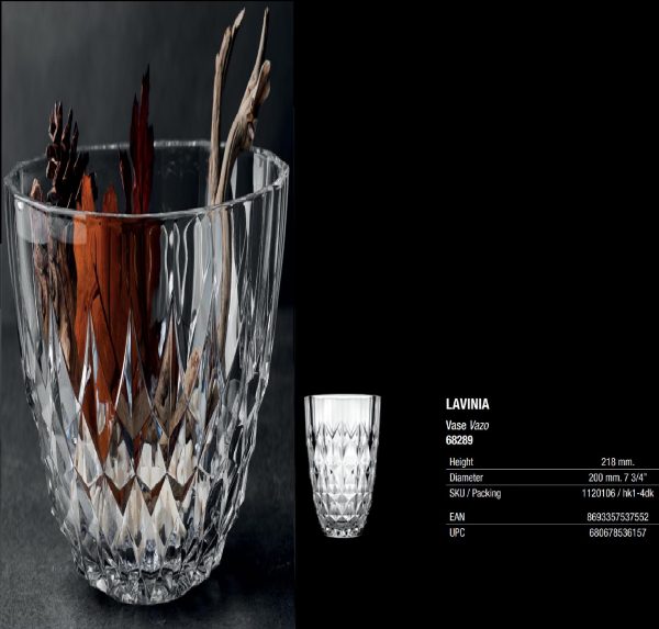 PASABAHCE CRYSTALLIN LAVINA VASE 22CM