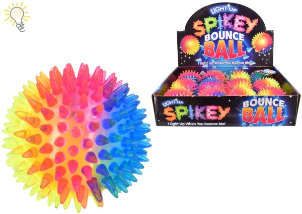 SPIKEY BOUNCING BALL WITH LIGHT AND SQUEEKER 75MM