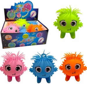 ASSORTED COLOUR LIGHT UP FLUFFY HAIR PUFFER BALL 15CM