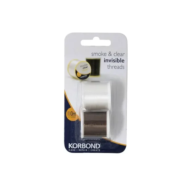 KORBOND INVISIBLE SMOKE AND CLEAR NYLON THREAD 110MTR PACK OF 2