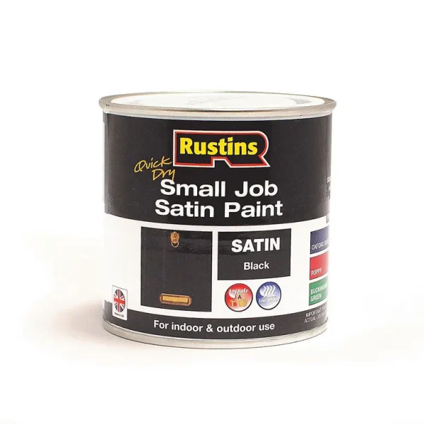 RUSTINS QUICK DRY SMALL JOB SATIN BLACK 250ML