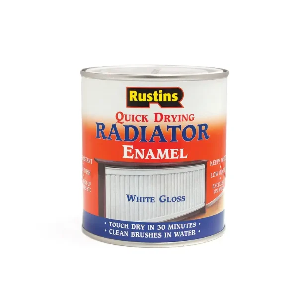 RUSTINS QUICK DRY RADIATOR ENAMEL GLOSS WHITE 1LTR