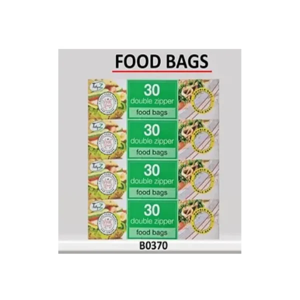 TIDYZ DOUBLE ZIPPER FOOD & FREEZER BAGS PACK OF 30