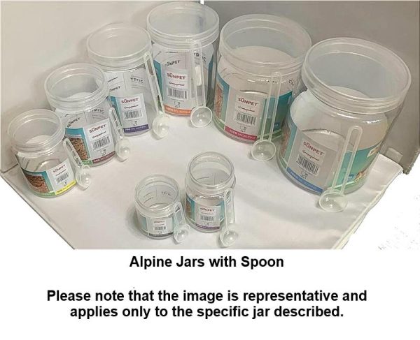 SUNPET ALPINE PLASTIC FOOD STORAGE ROUND JAR WITH 65MM SPOON 100ML PACK OF 6