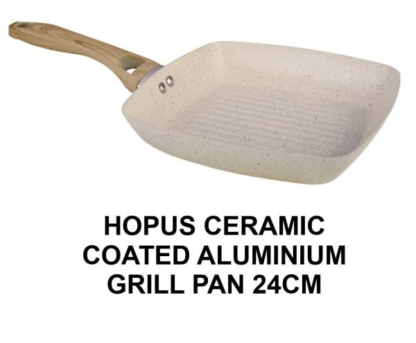 HOPUS CERAMIC COATED ALUMINIUM GRILL PAN 24CM