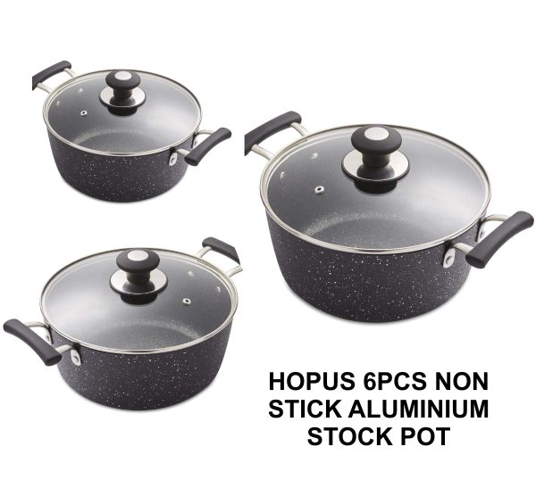 HOPUS 6PCS NON STICK ALUMINIUM STOCK POT