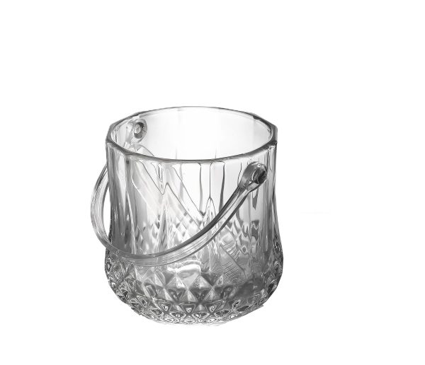 GLASS ICE BUCKET WITH TONGS 1LTR 12 X13.5CM