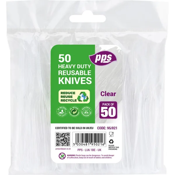 PPS HEAVY DUTY CLEAR PLASTIC KINVE PACK OF 50