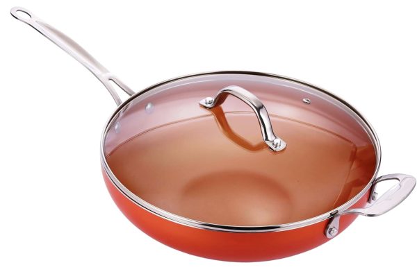 INNOVACOOK COPPER CERAMIC WOK WITH LID 30CM