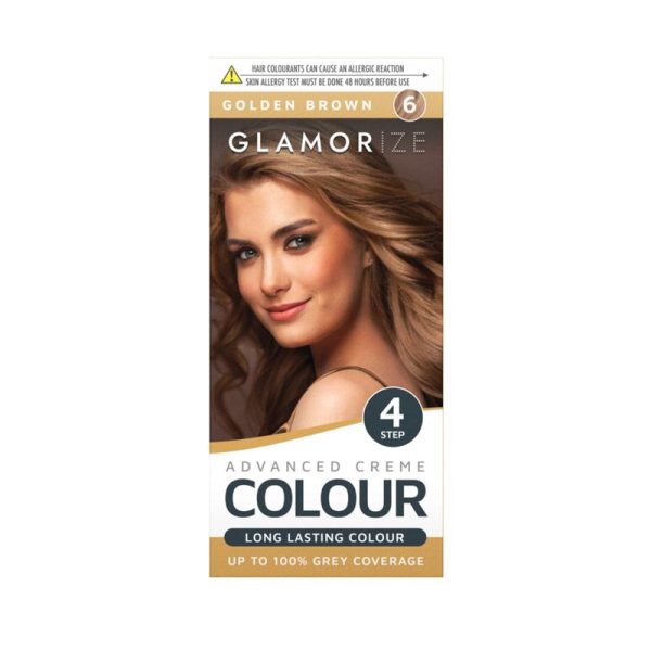 GLAMORIZE LONG LASTING WOMAN HAIR DYE COLOUR NO. 6 - GOLDEN BROWN