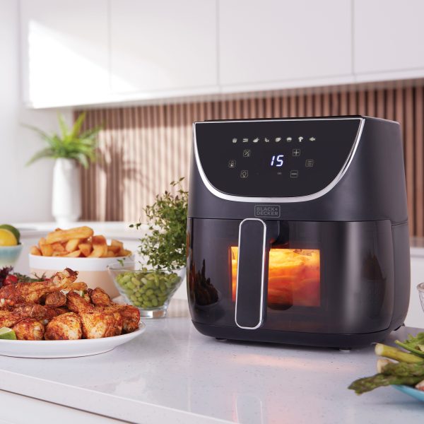 BLACK & DECKER DIGITAL AIR FRYER WITH WINDOW 6LTR - BLACK