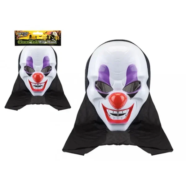 HAUNTED HOUSE CLOWN MASK WITH HOOD