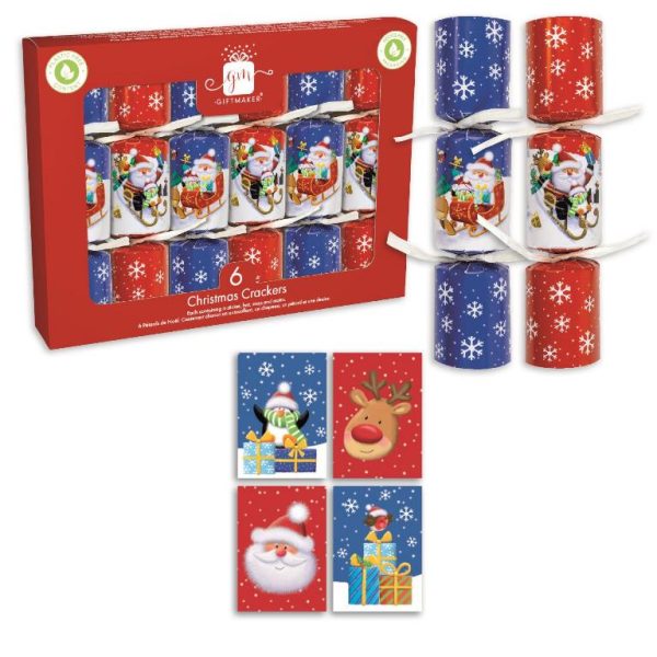 GIFTMAKER CHRISTMAS CRACKERS PACK OF 6 - SANTA & FRIENDS